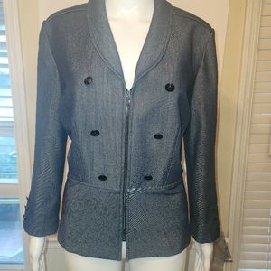 TAHARI DRESS ZIP DENIM STYLE JACKET w/PEPLUM, SZ 12